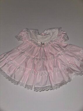 VINTAGE BRYAN 18 mo Months Pink FULL CIRCLE Pageant Lace Ruffles Dress
